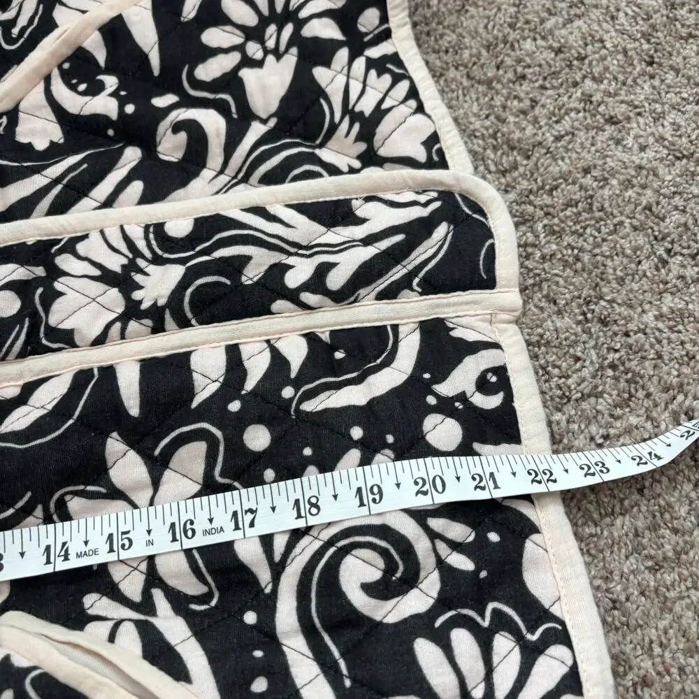 NWT Storia Quilted Jacket Sz M Paisley Printed Black Beige Grannycore